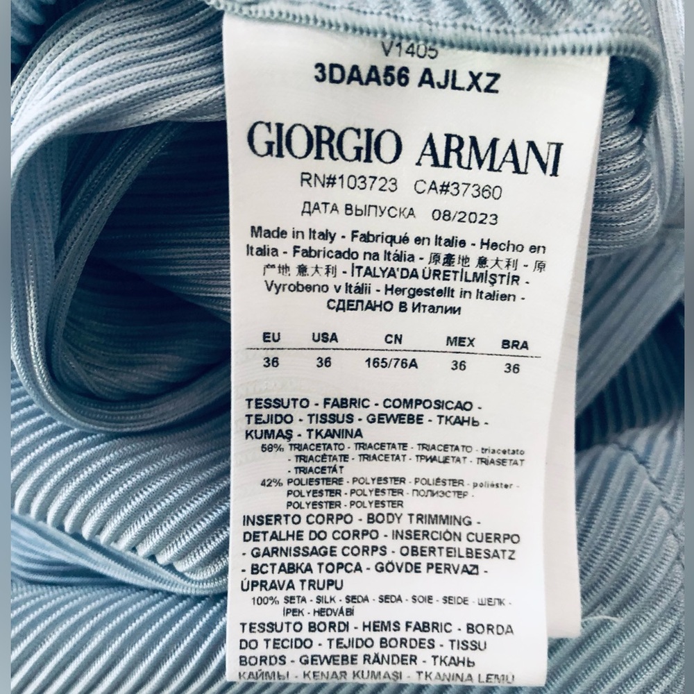 Giorgio Armani Light Blue Long Sleeve Maxi Dress. Size 36 - Picture 13 of 14